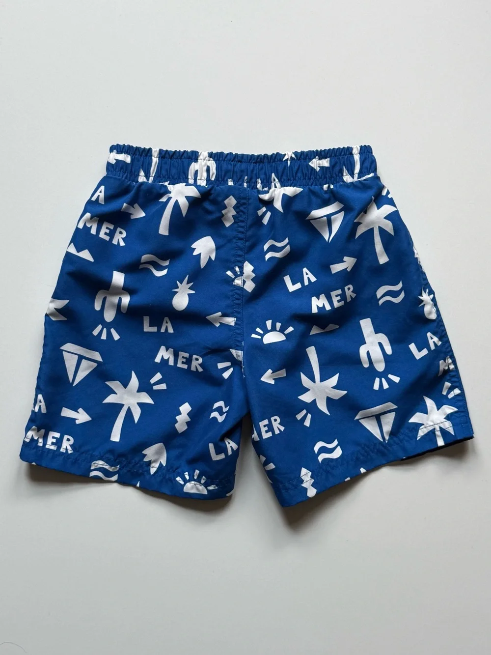 Petit Bateau Boys La Mer Blue & White Printed Swim Shorts - Size 6Y